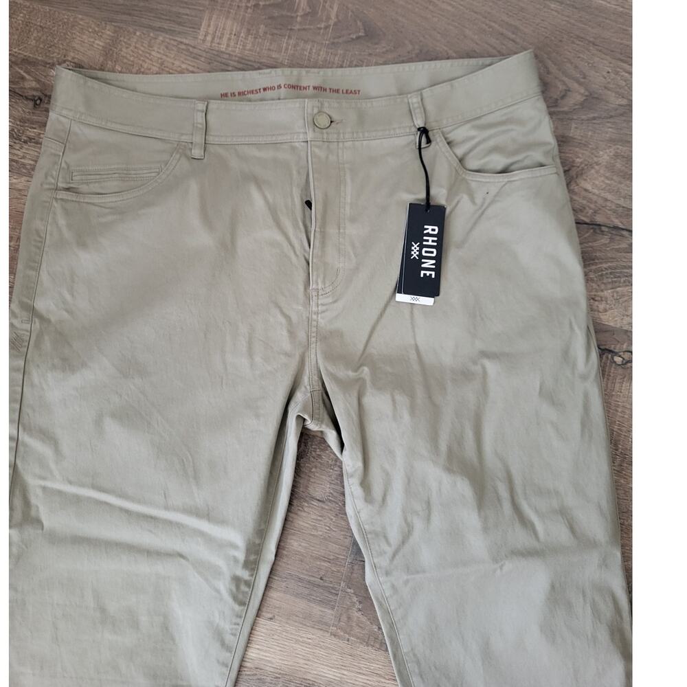 Rhone Every Day Twill Khaki Pants 40 X 32 NEW Neutral Classic Tapered Leg - Picture 2 of 6